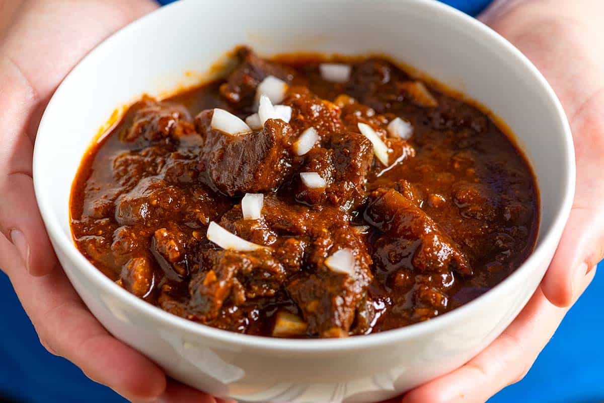 A bowl of Texas Style Chili
