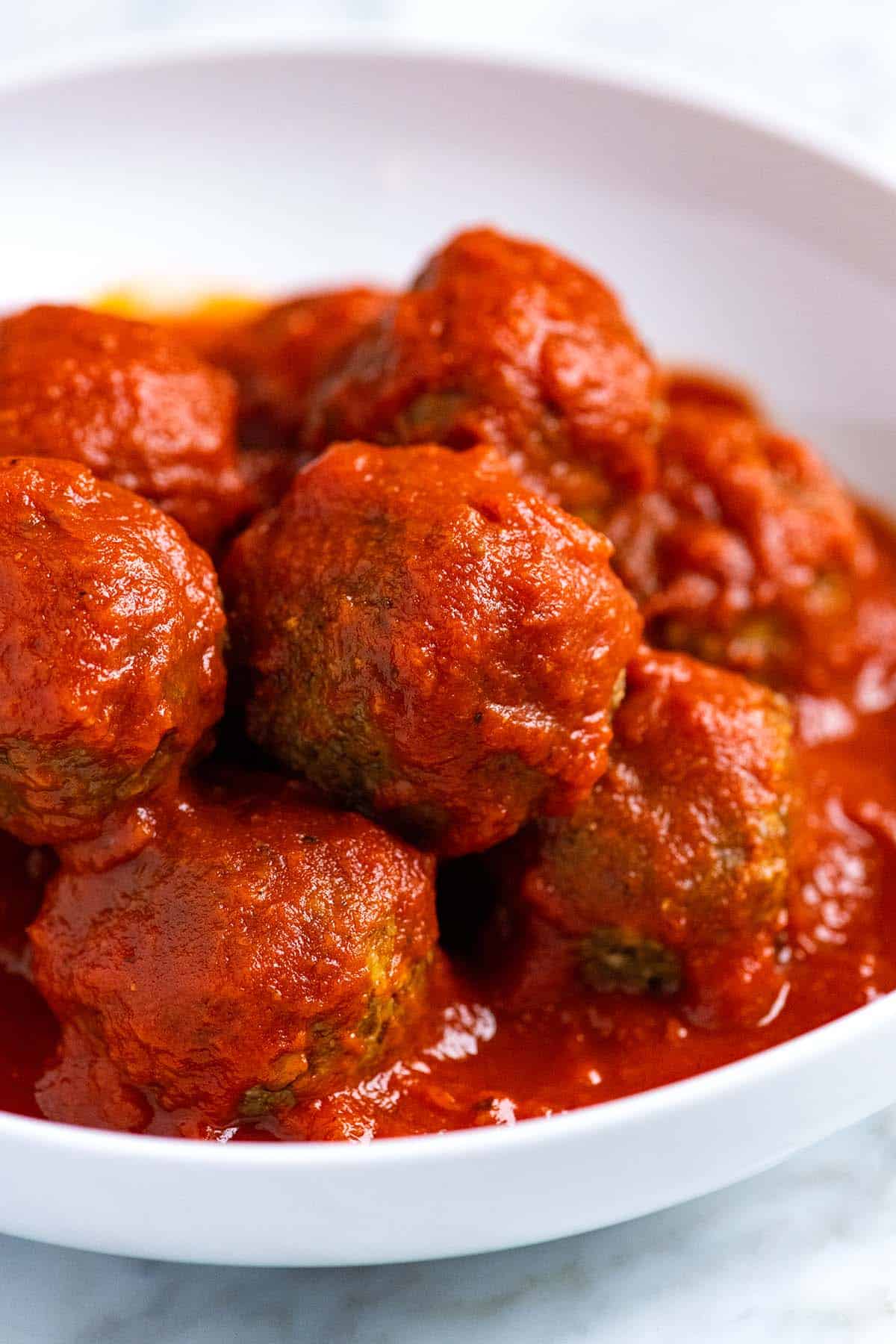A bowl of the best vegan meatballs I've ever had