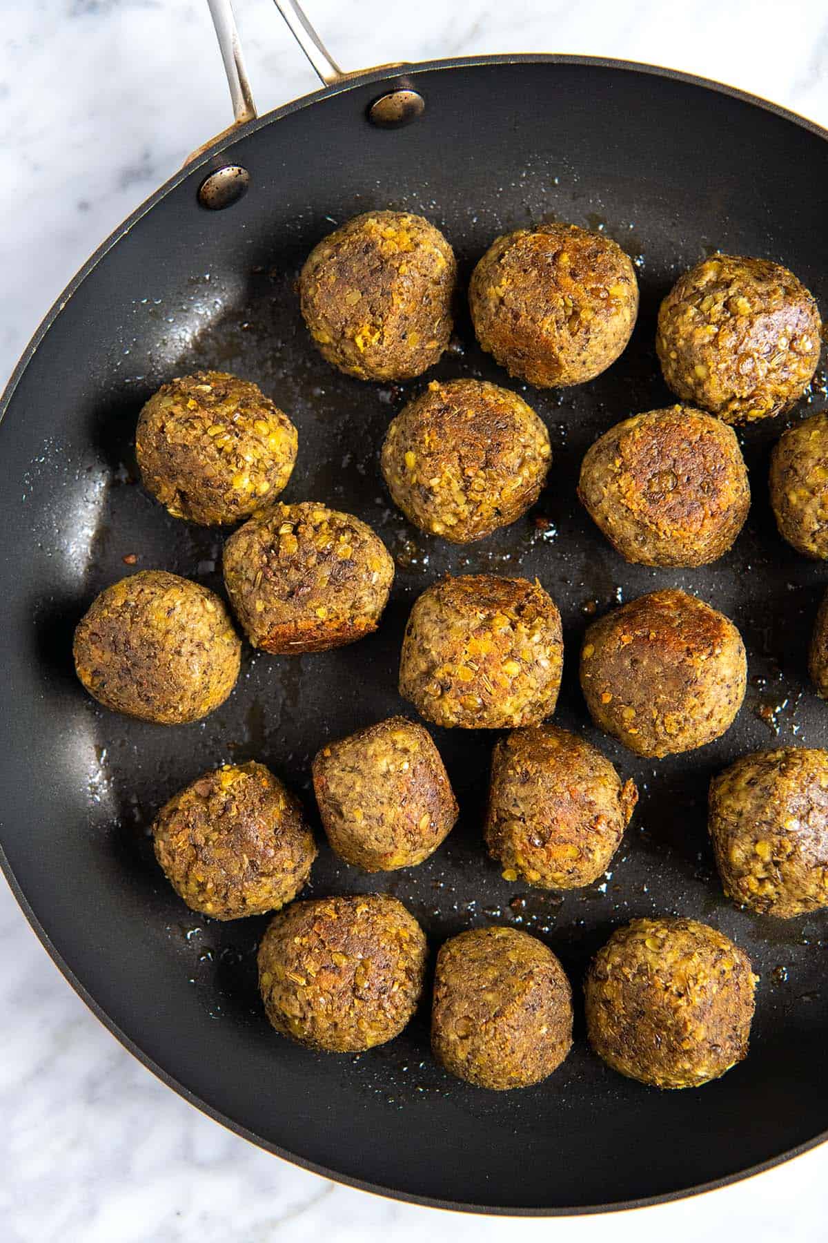 Cooking vegan meatballs on the stove
