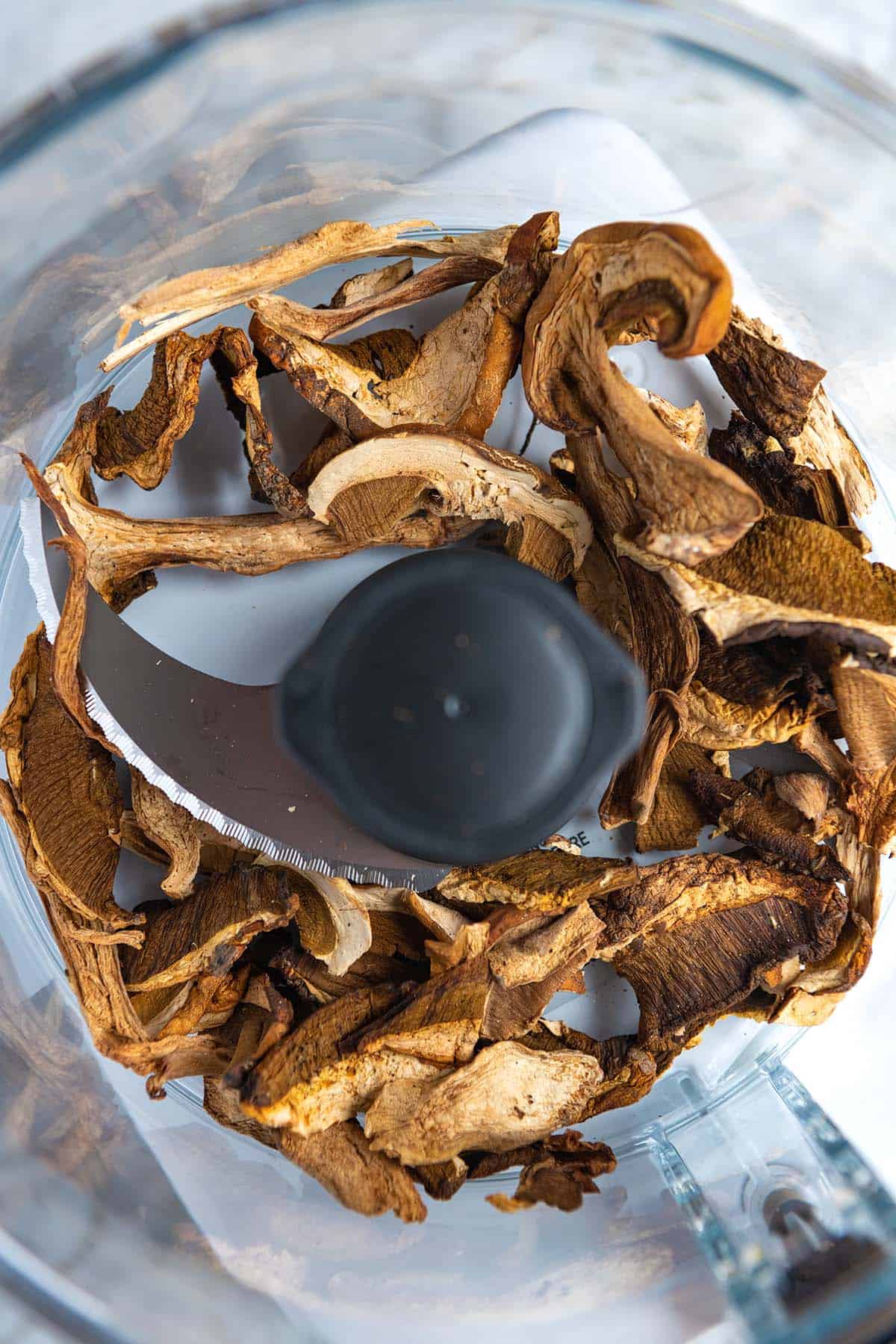 Dried Porcini Mushrooms in a Food Processor