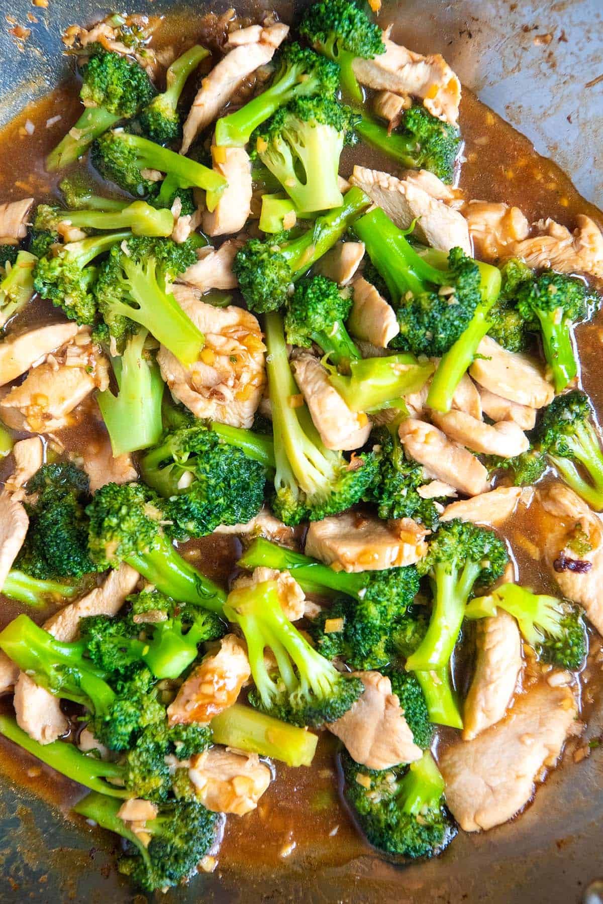 Chicken and Broccoli Stir Fry in a Wok