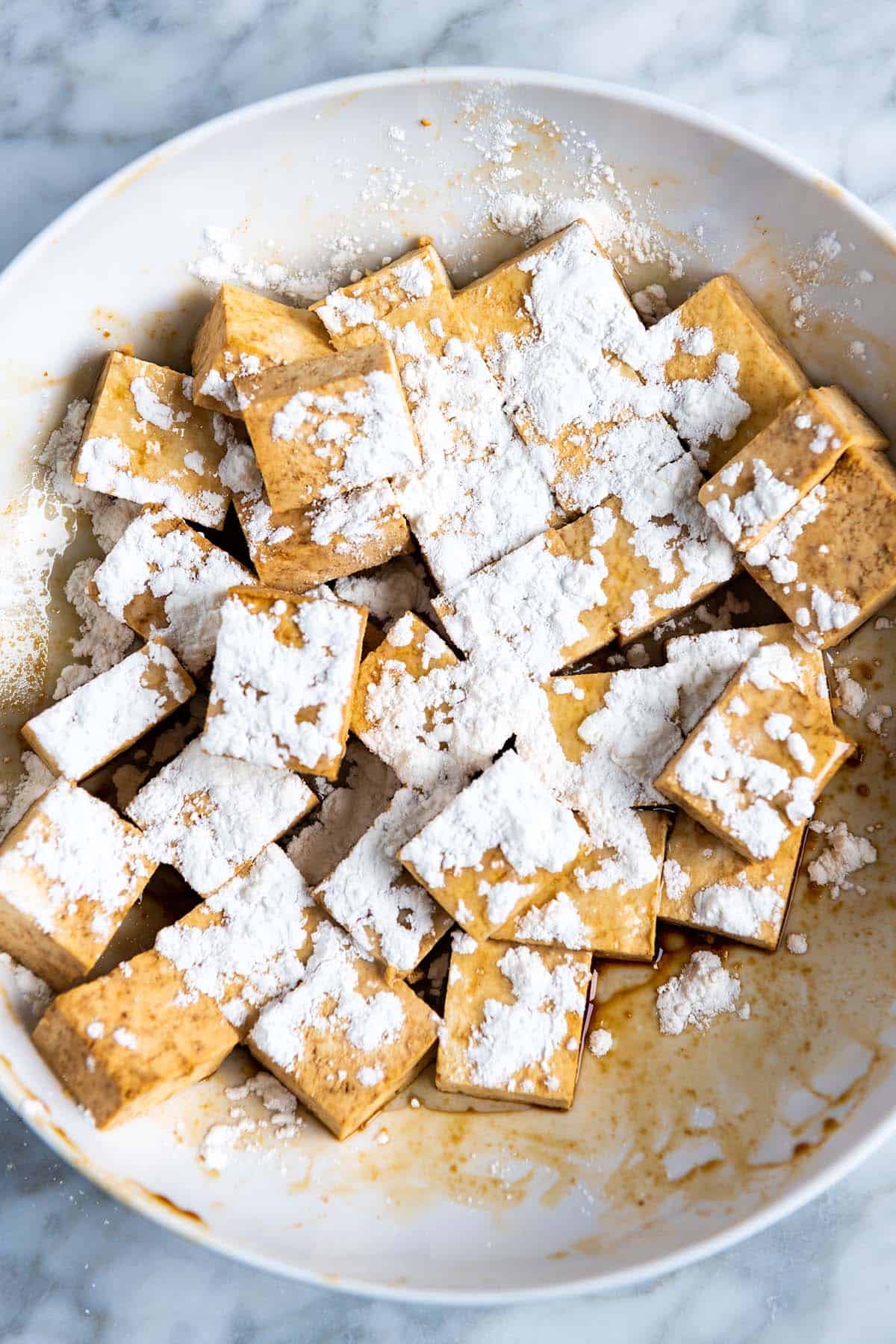 Tofu in our Tofu Marinade before baking