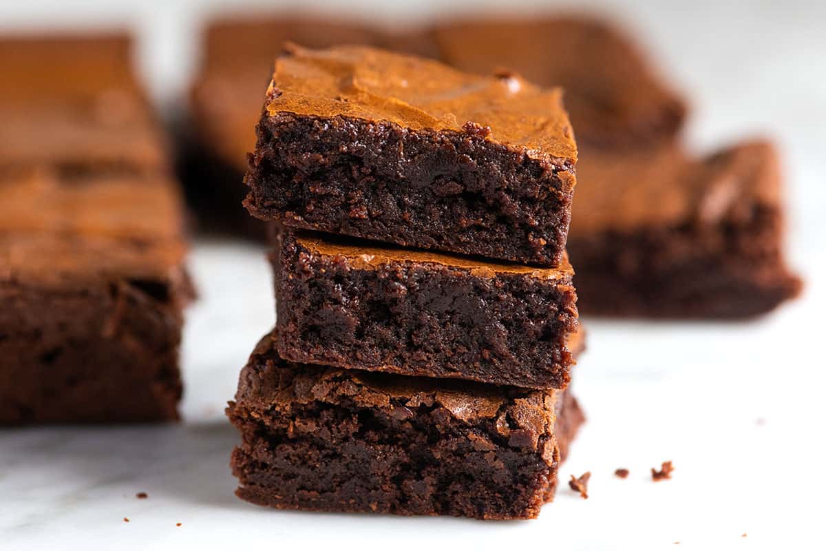 A stack of brownies