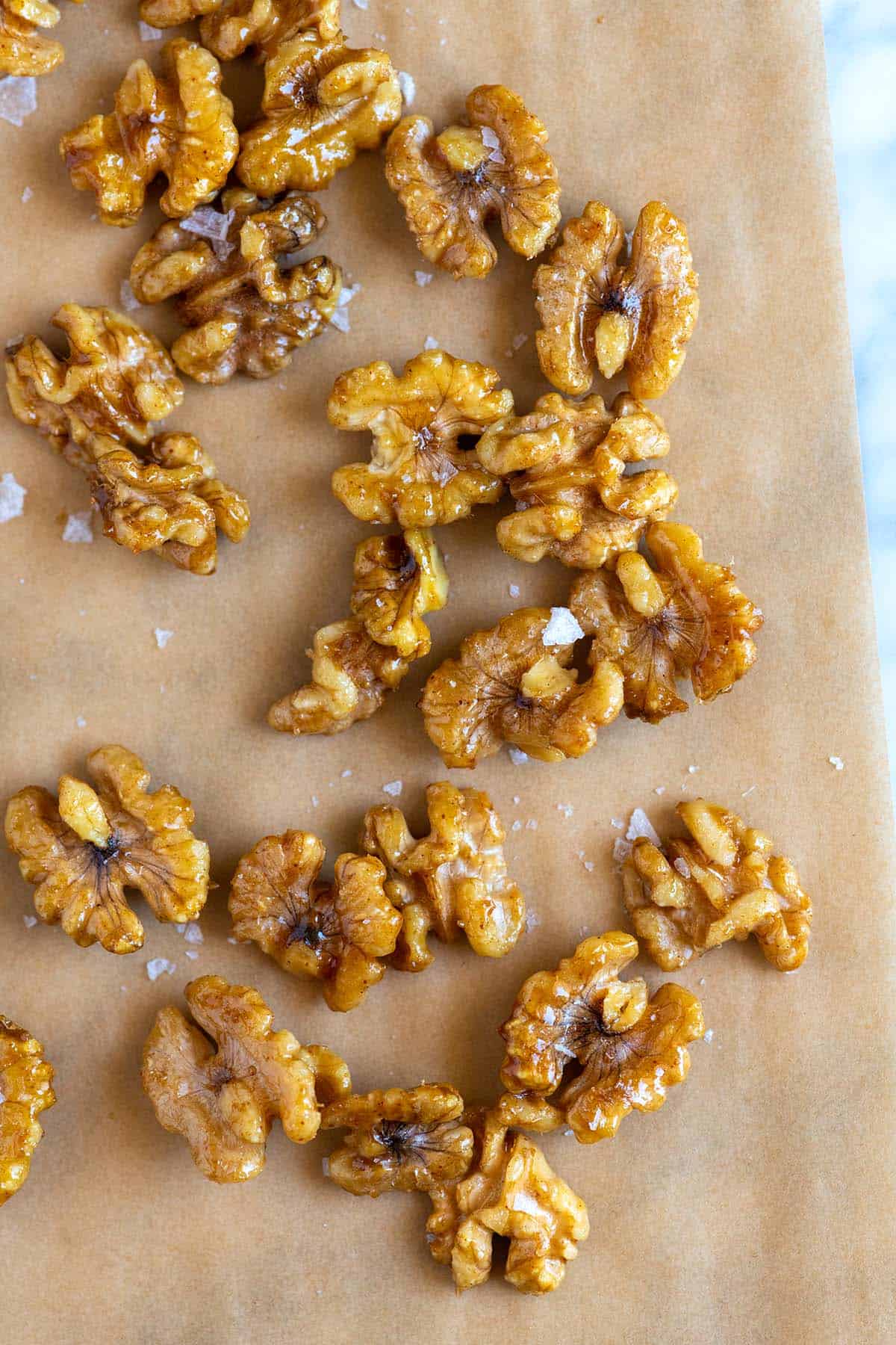 Maple candied walnuts ready for the strawberry salad