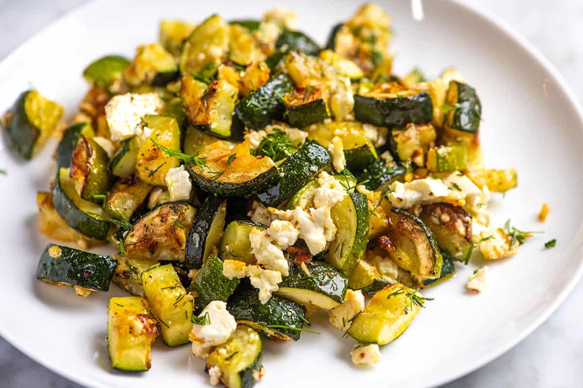 Garlic Roasted Zucchini with Feta