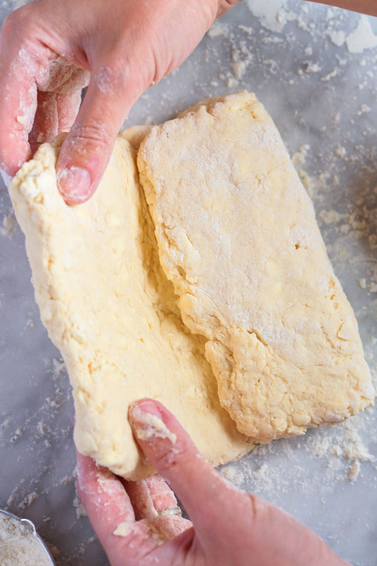 Folding the biscuits dough