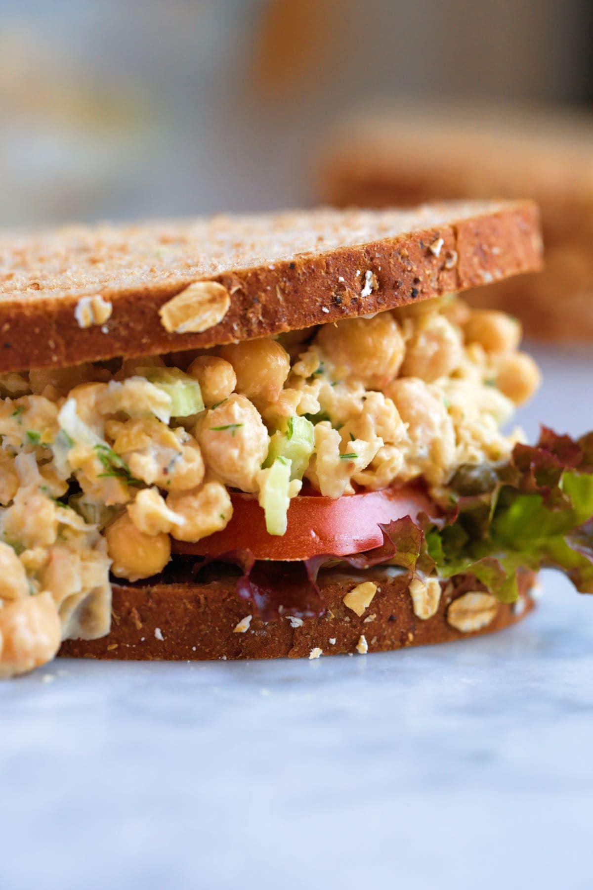 Chickpea Salad on a Sandwich