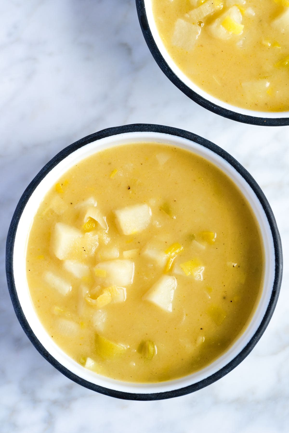 A bowl of Homemade Potato and Leek Soup