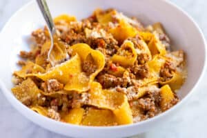 Our Favorite Bolognese Sauce Tossed with Pasta