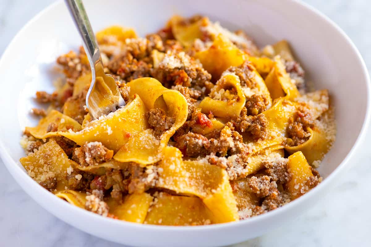 Our Favorite Bolognese Sauce Tossed with Pasta