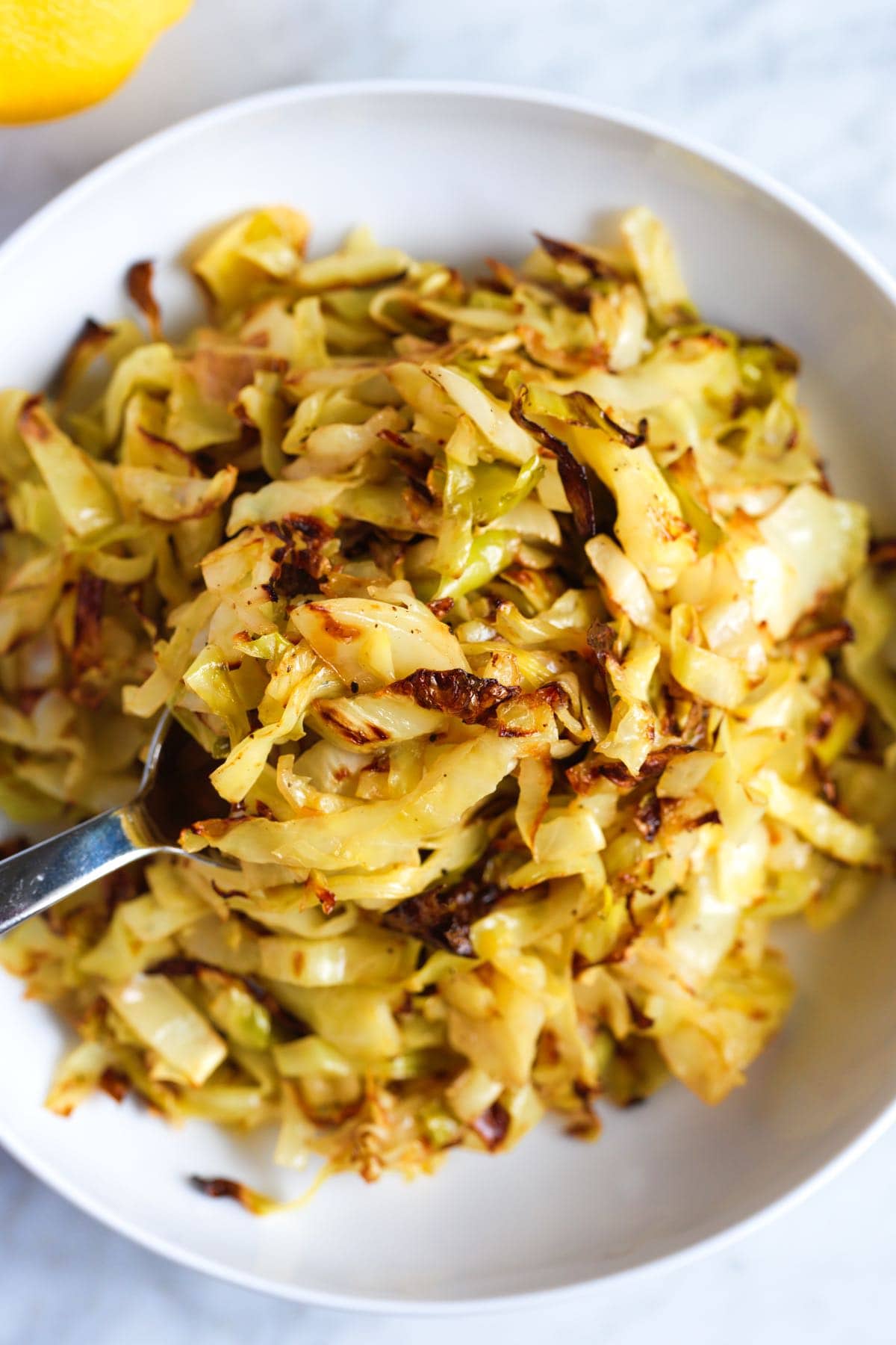 A bowl of roasted cabbage