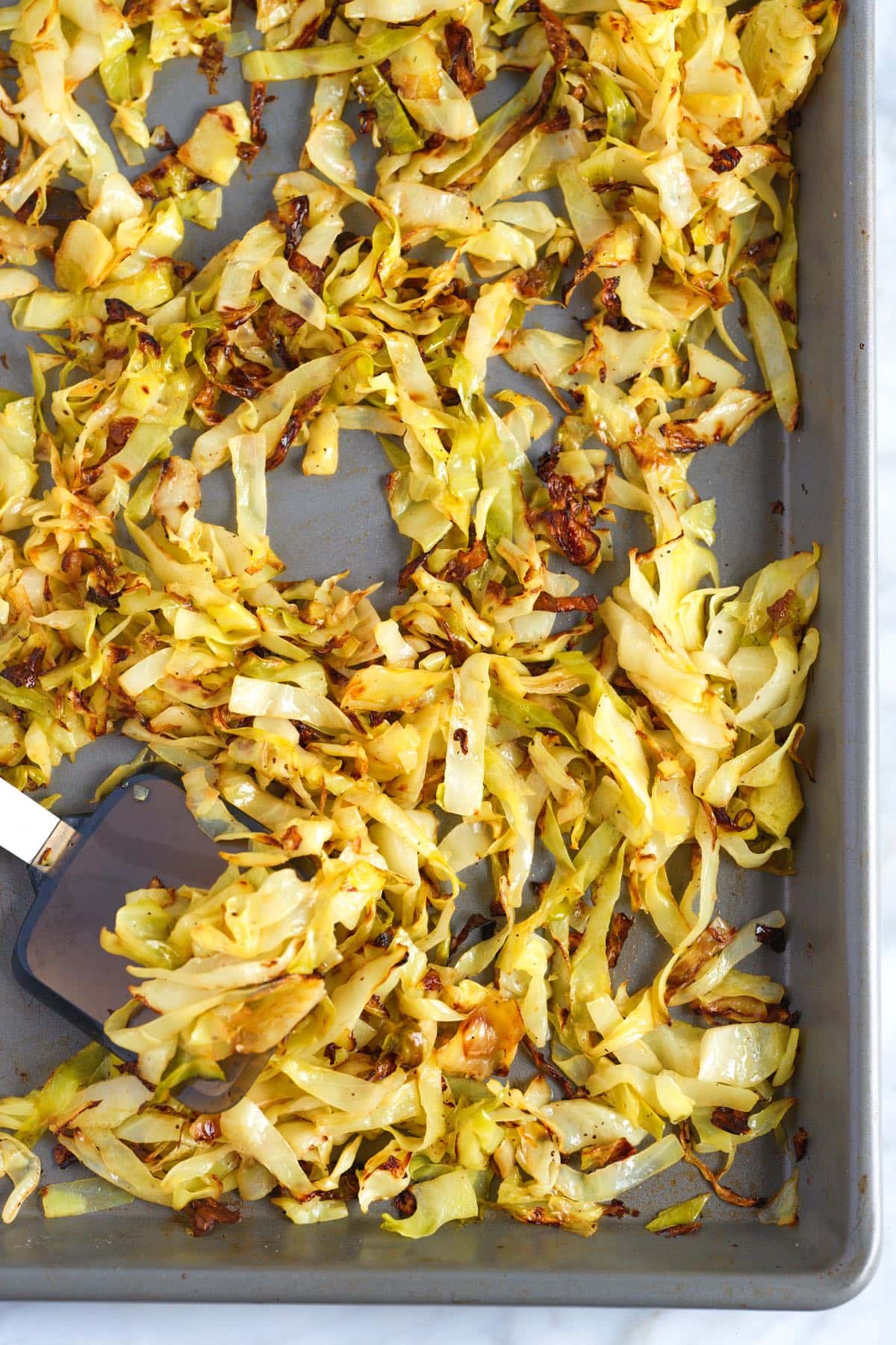 Roasting cabbage on a baking sheet