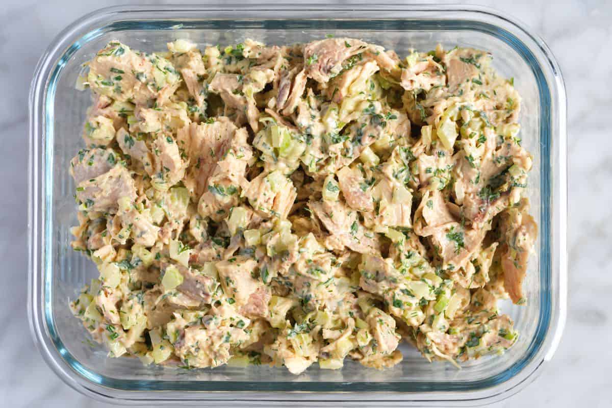 Storing chicken salad