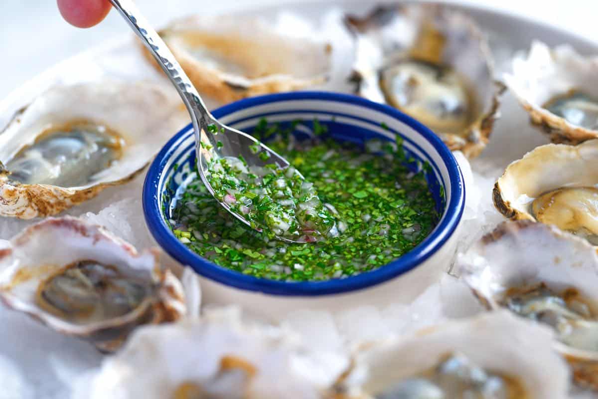 Herb Mignonette with Raw Oysters