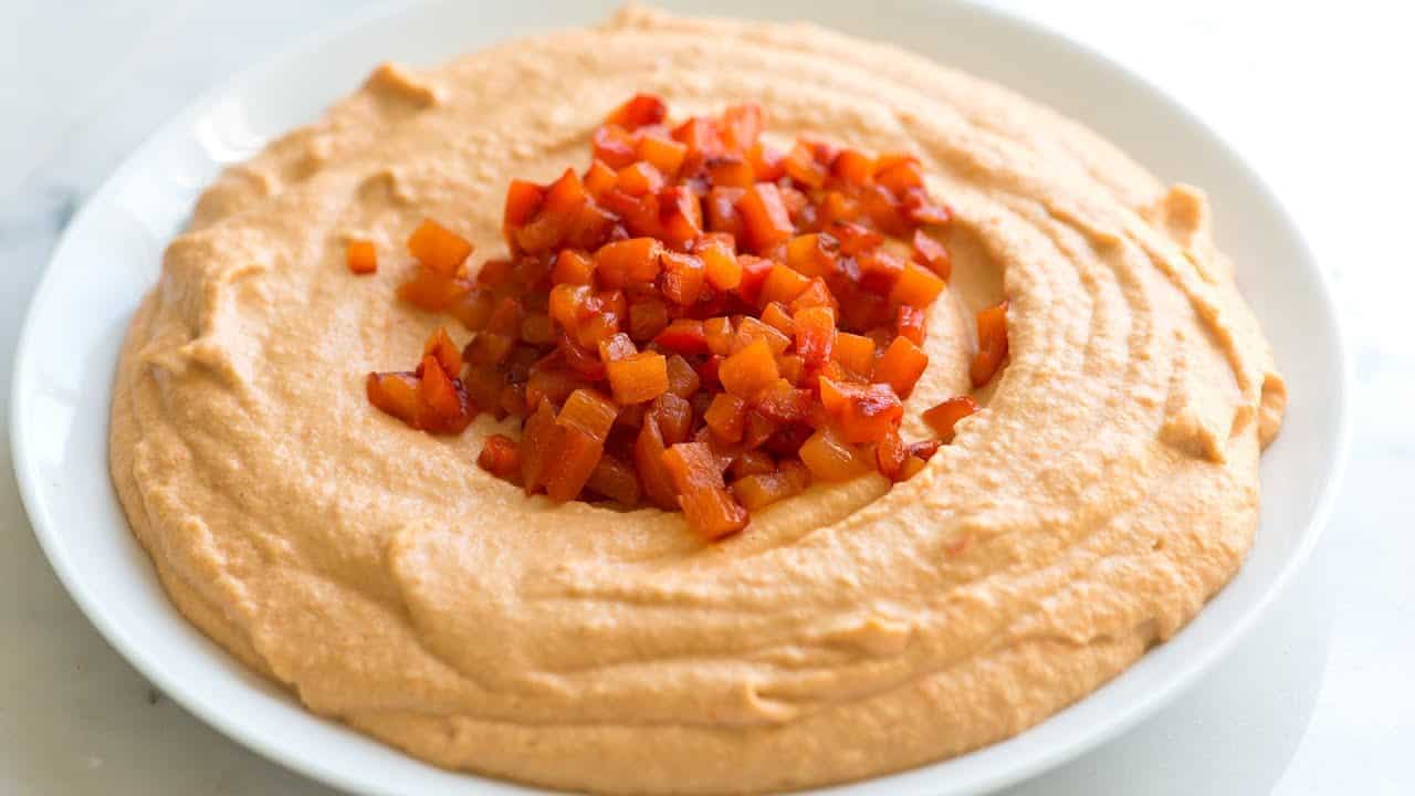 Roasted Red Pepper Hummus Recipe Video