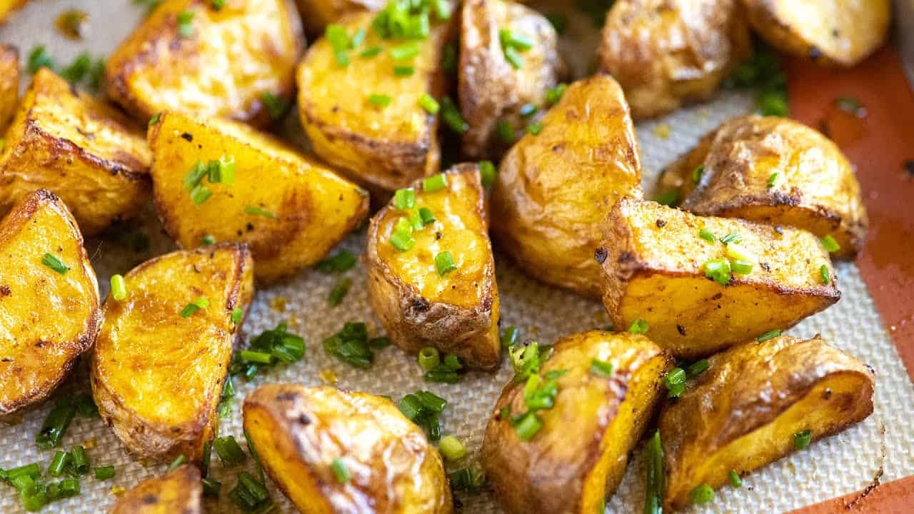 Crunchy Roast New Potatoes With Black Beans - So Crispy!