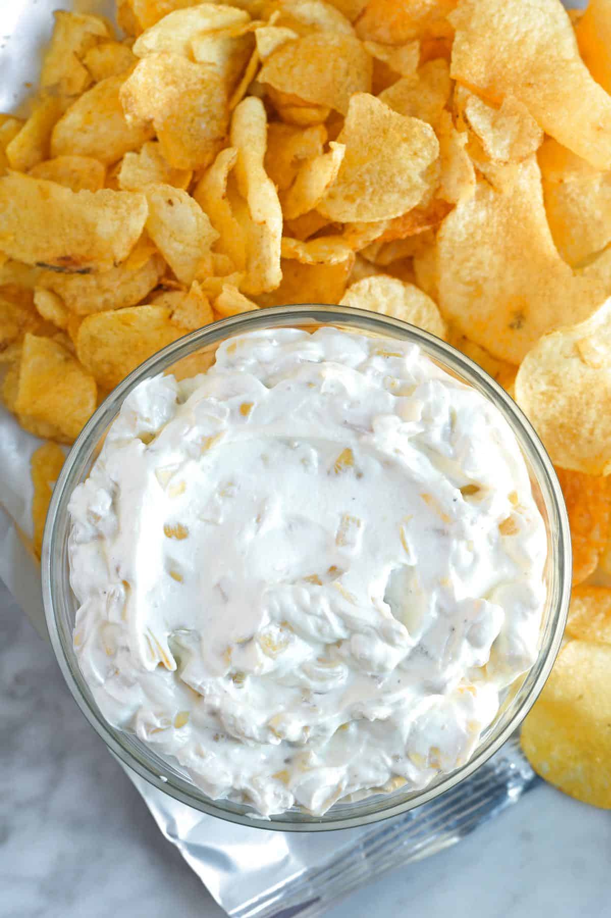 Homemade Onion Dip with chips