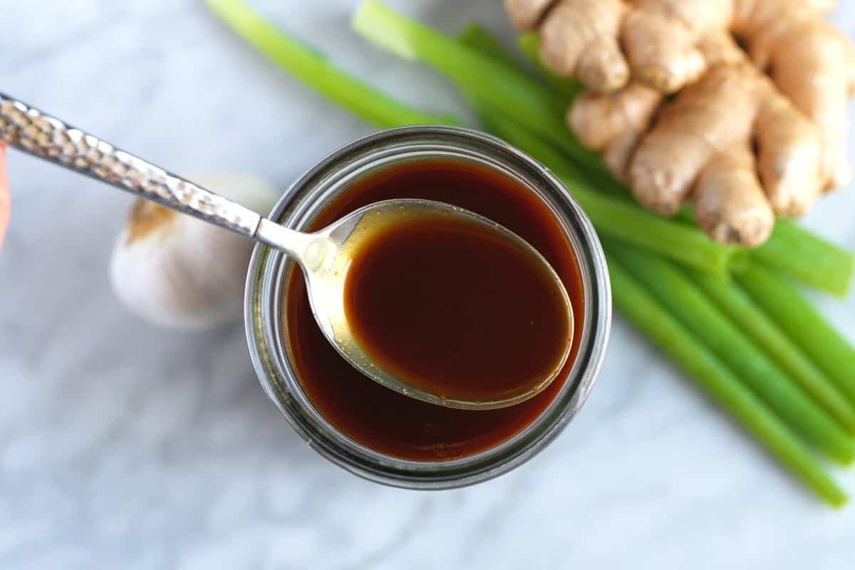 A jar of homemade hoisin sauce