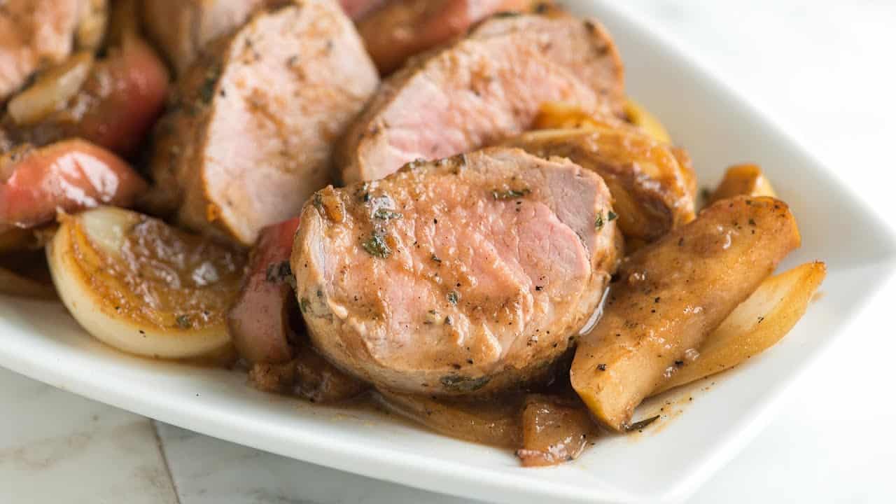Roasted Pork Tenderloin with Apples Recipe Video