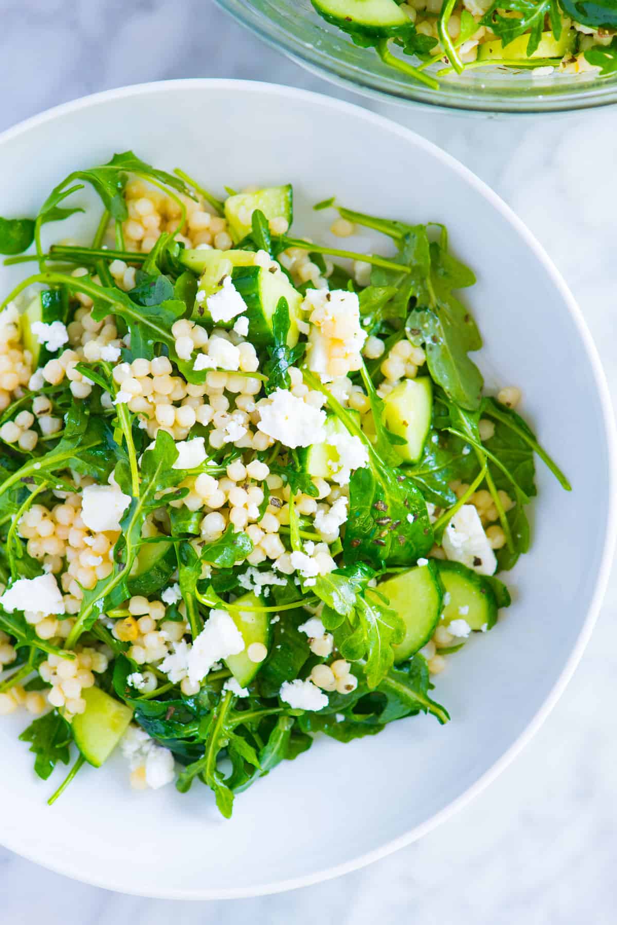 Lemon Arugula and Couscous Salad with Cucumbers and Feta