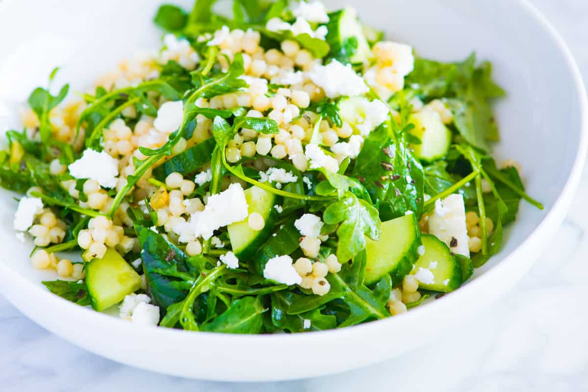 Lemon Arugula Salad with Couscous and Feta