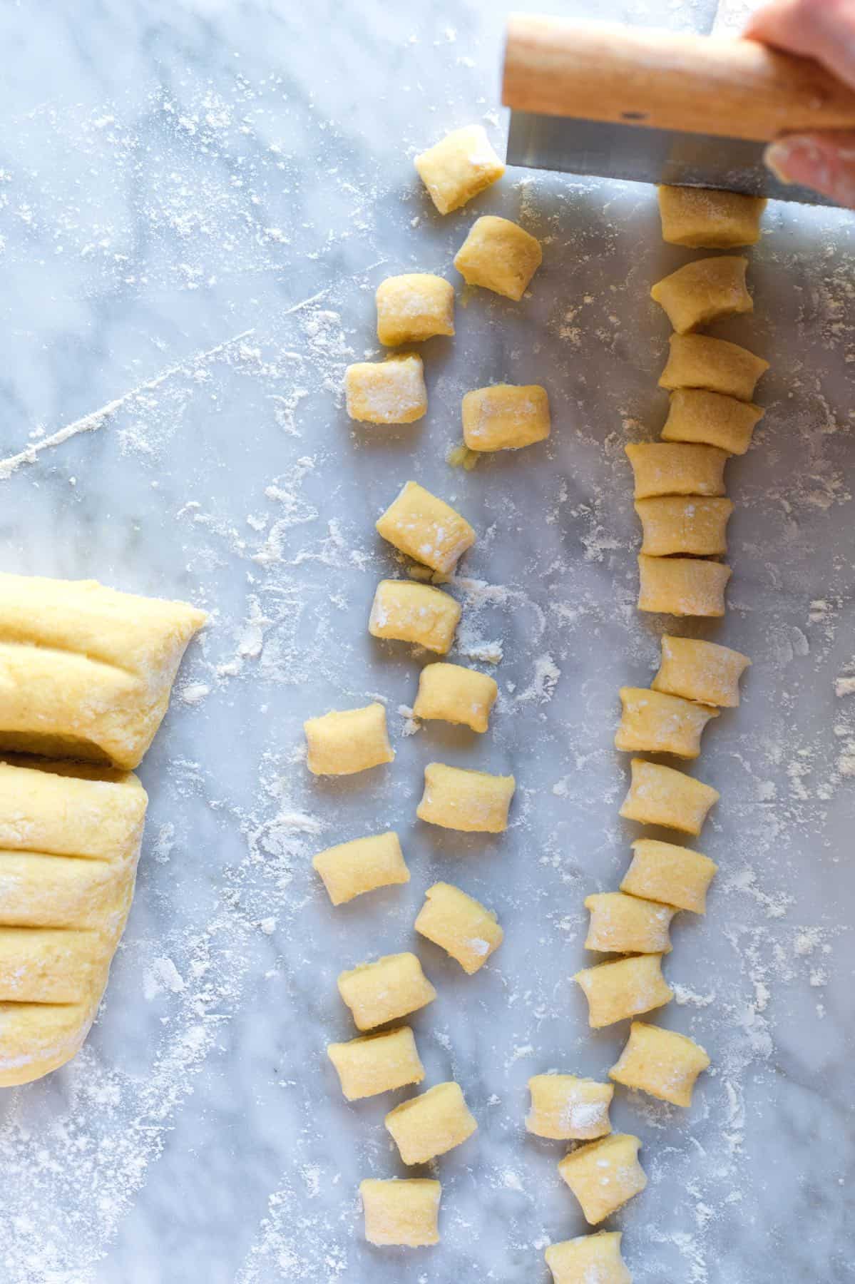 Cutting gnocchi dumplings