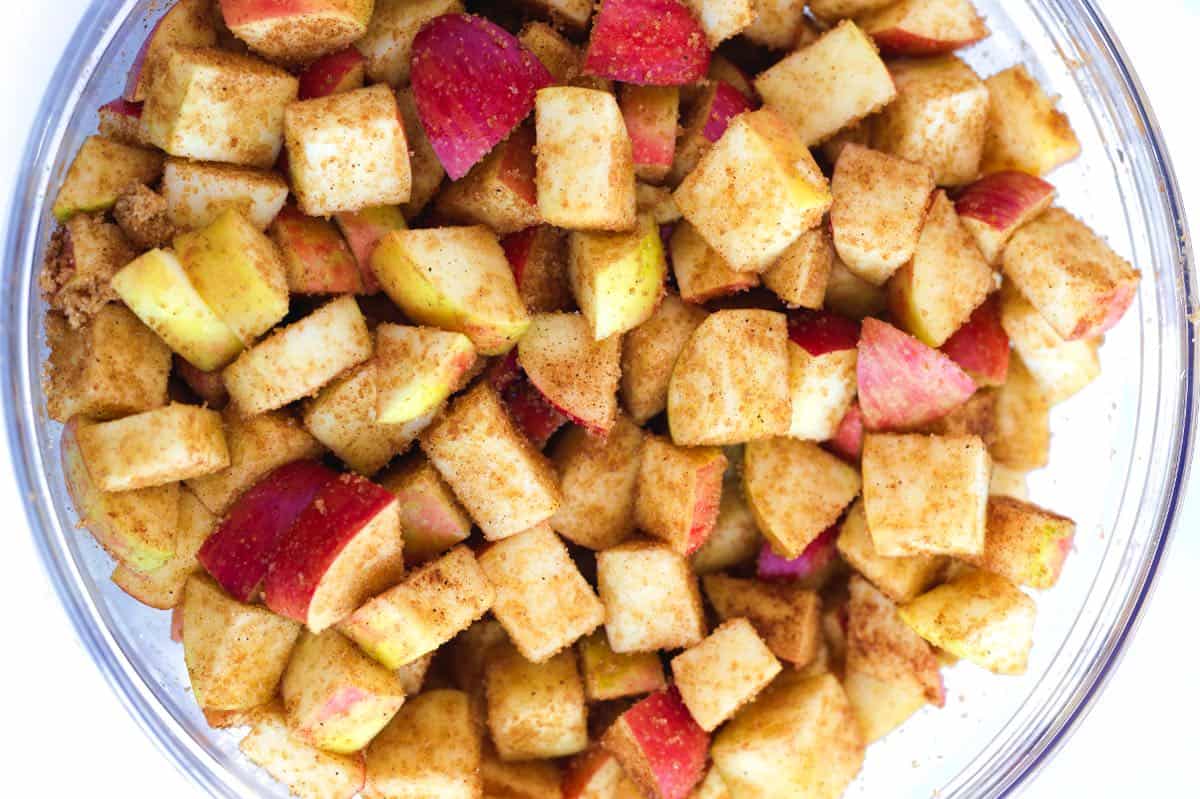 Apples tossed with brown sugar and Chinese five spice
