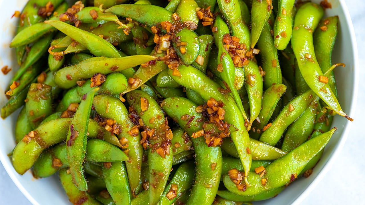 Spicy Garlic Ginger Edamame