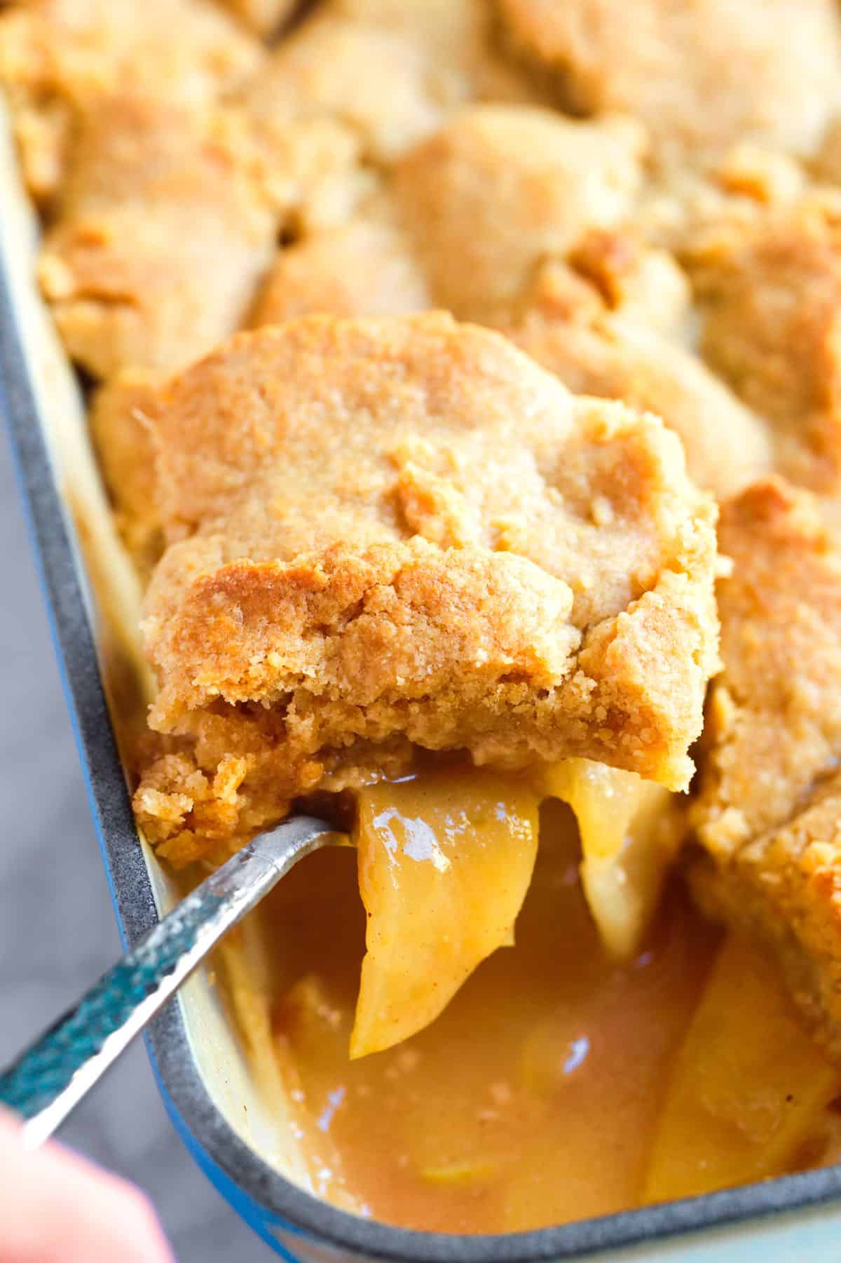 Apple cobbler in a baking dish