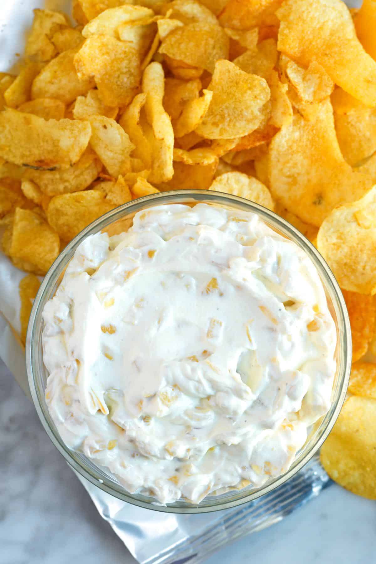 Caramelized French Onion Dip with Chips