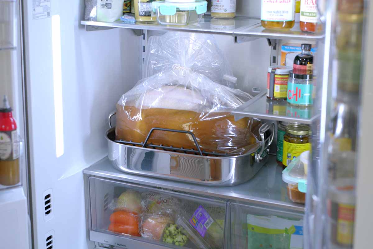 Turkey brining in the fridge
