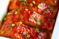 Baked salmon with maple glaze