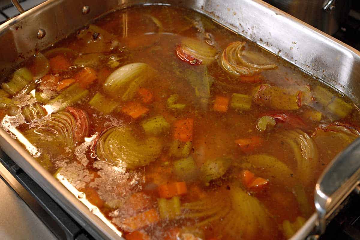 How to Make Turkey Gravy: Pan drippings from roasting a turkey