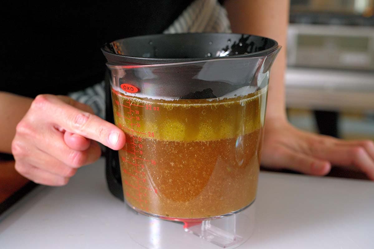 How to Make Turkey Gravy: Separating the fat from pan drippings