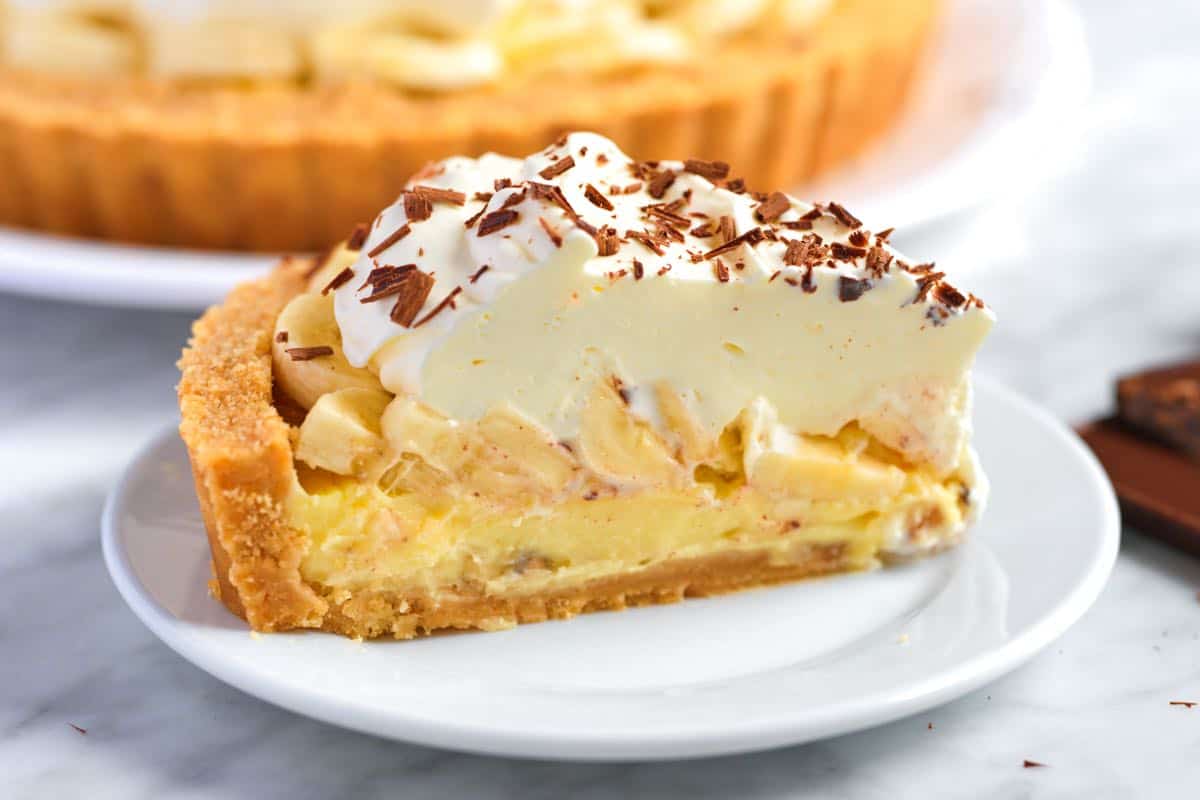 A slice of Homemade Banana Cream Pie