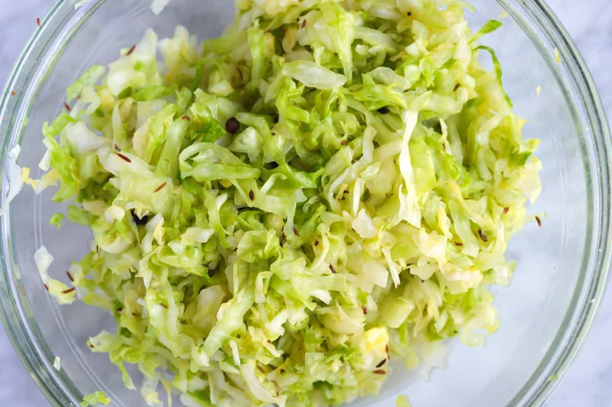 Wilted cabbage after sitting with salt and spices