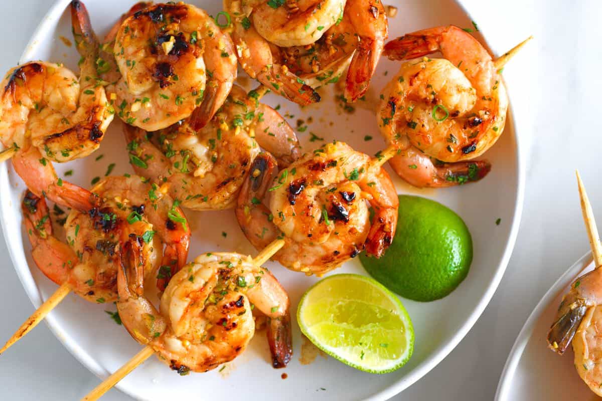 Grilled Shrimp that's sat in an Asian Shrimp Marinade