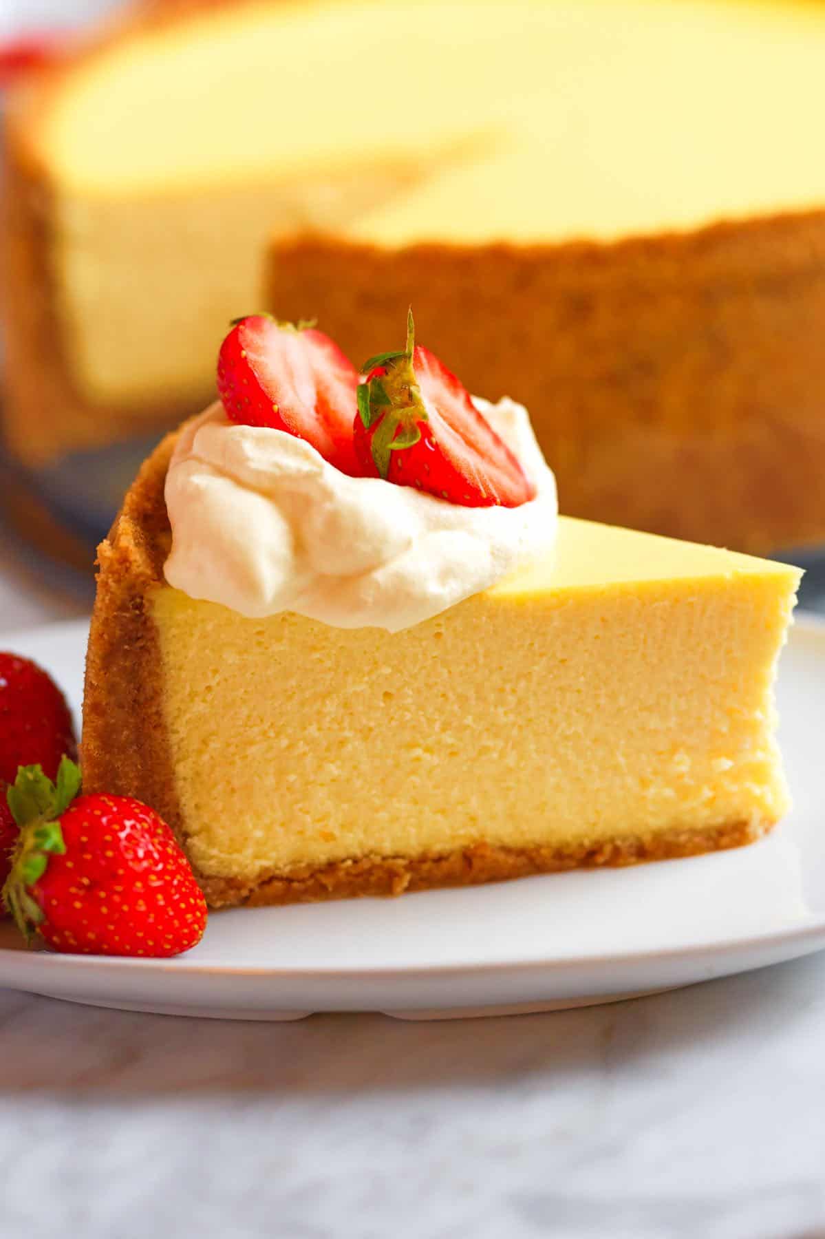 A slice of Classic New York Cheesecake