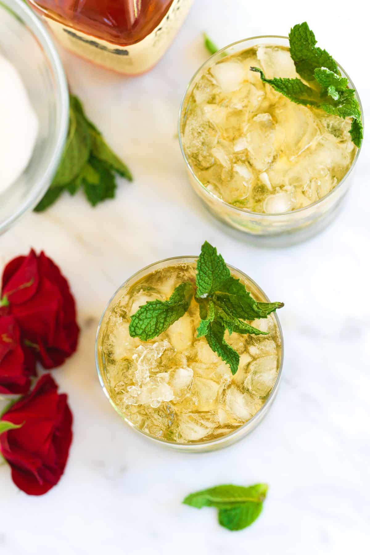 Mint Julep Cocktail with fresh mint, bourbon, and simple syrup