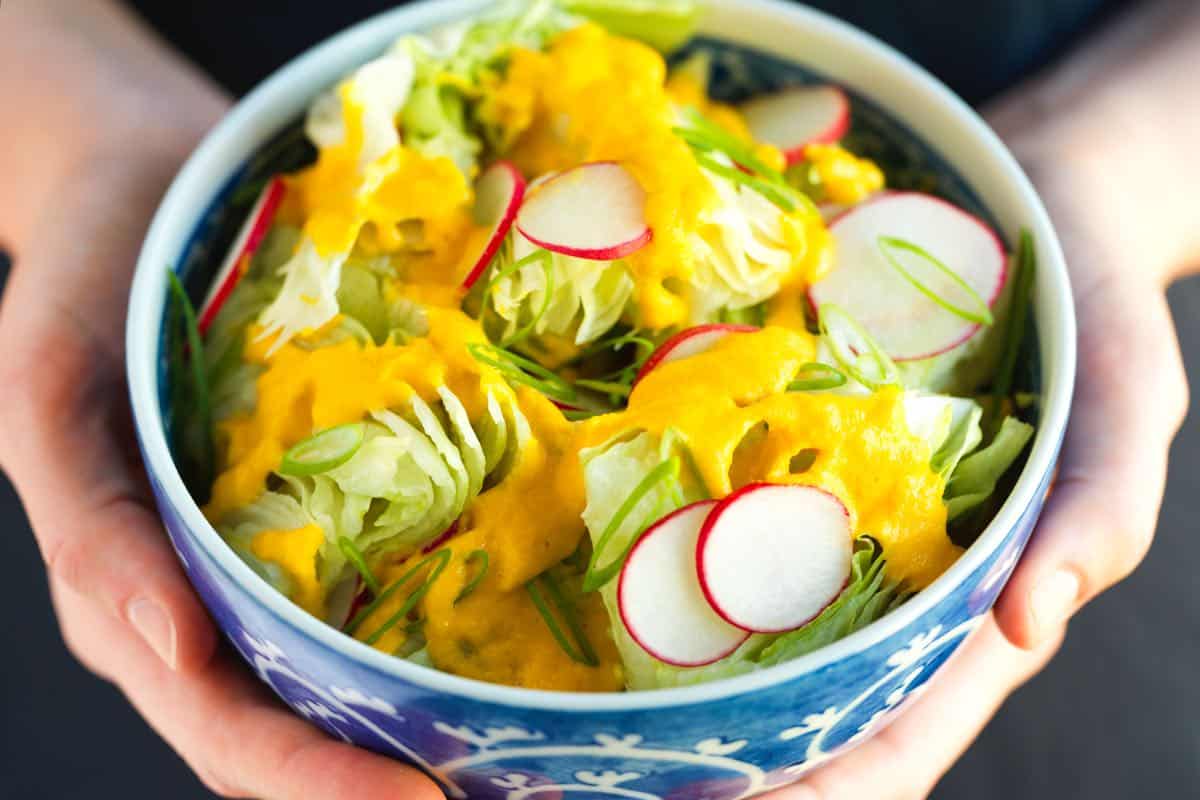 Carrot Ginger Dressing on a salad