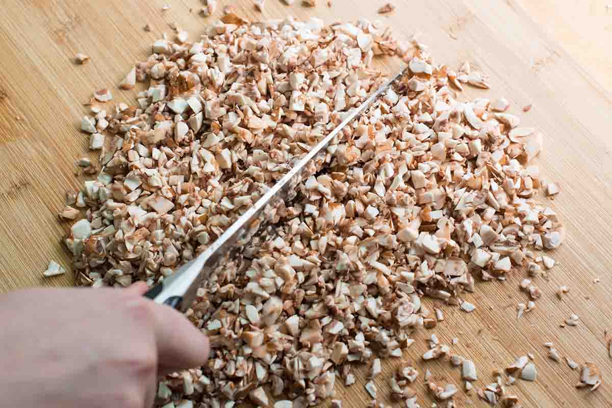 Chopped mushrooms for the best turkey meatloaf