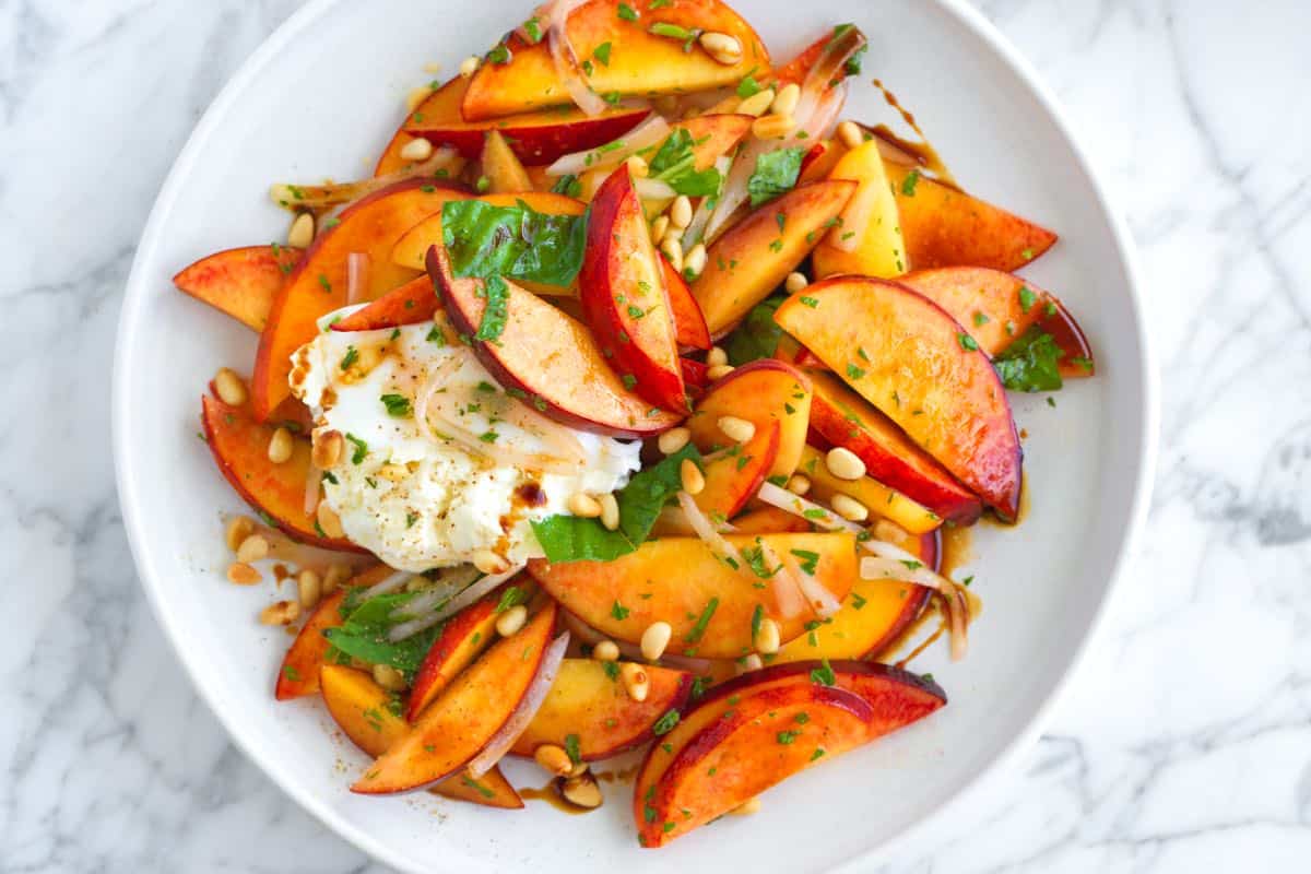 Fresh Peach Burrata Salad
